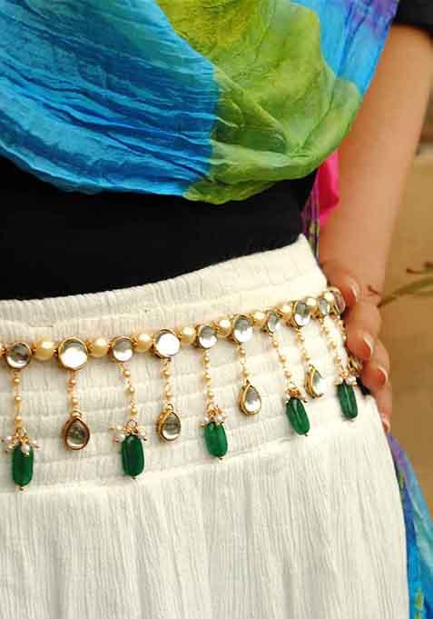 Kundanand Pearl Green Beads Kamar Bandh
