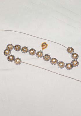 Oxidized Orange Tone Waist Belt With Floral Motifs