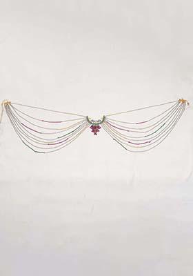 Oxidized Silver Multistrand Waistbelt With Beads