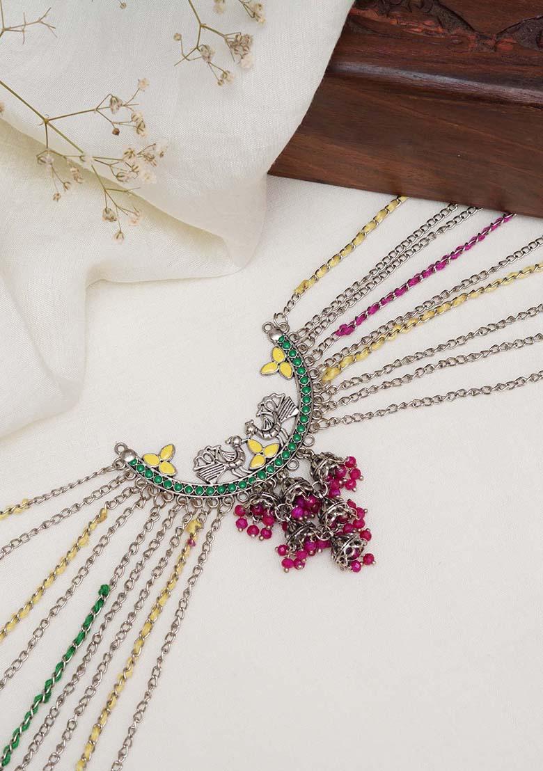 Oxidized Silver Multistrand Waistbelt With Beads