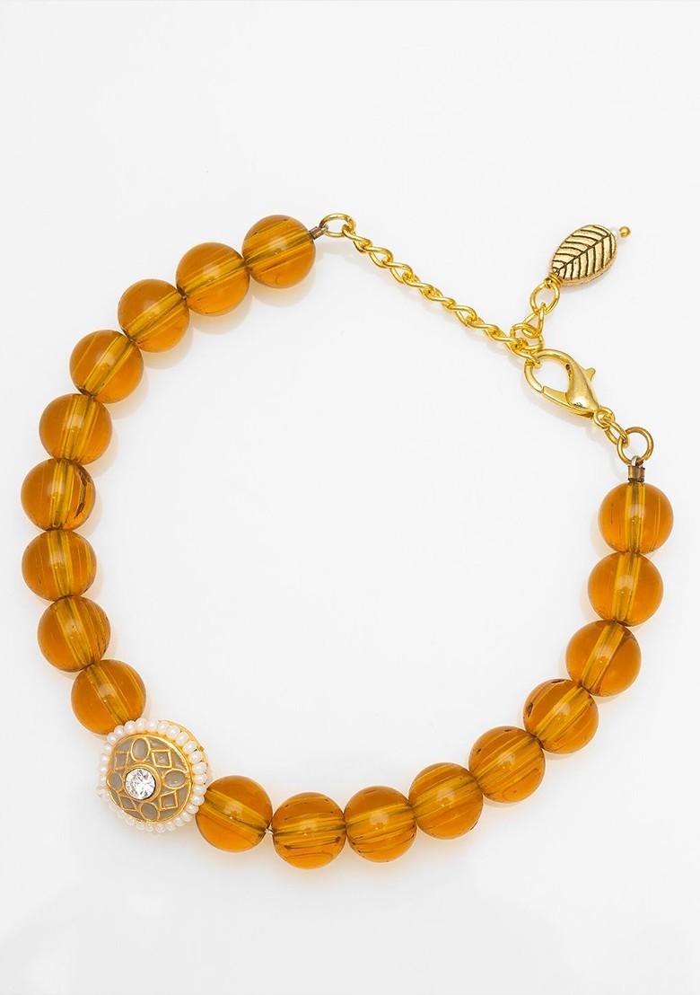 Orange Beaded Link Bracelet