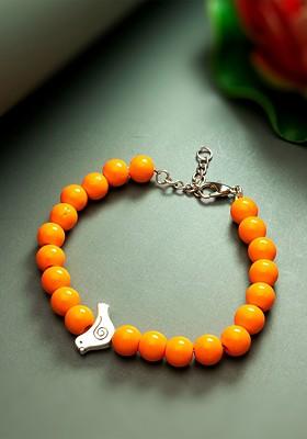 Orange Beaded Link Bracelet