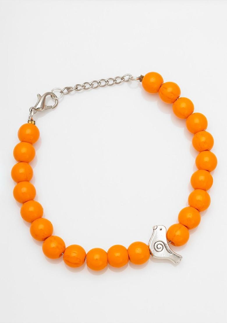 Orange Beaded Link Bracelet