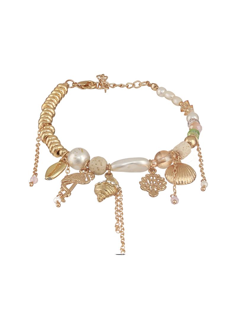 Gold Plated Beaded Link Bracelet