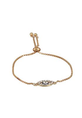 Set Of 3 Gold Plated Butterfly And Evil Eye Charm Bracelet