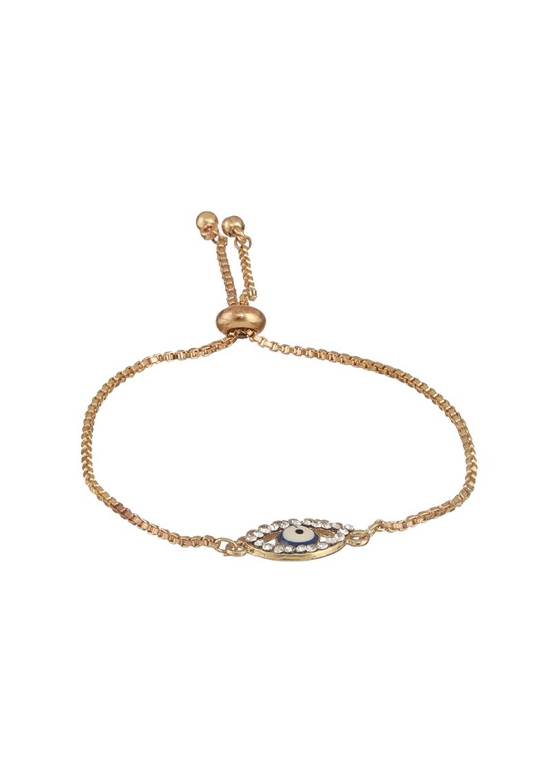 Set Of 3 Gold Plated Butterfly And Evil Eye Charm Bracelet