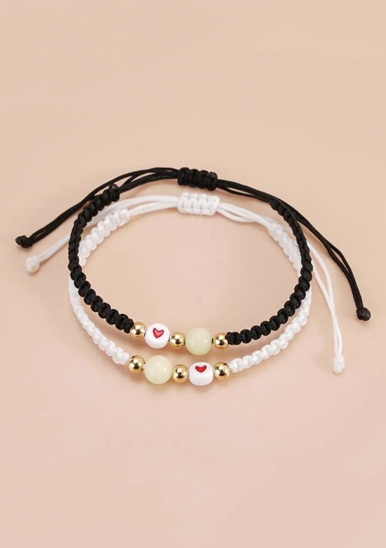 Multi Set Of 2 Heart Macrame Bracelet For Valentine