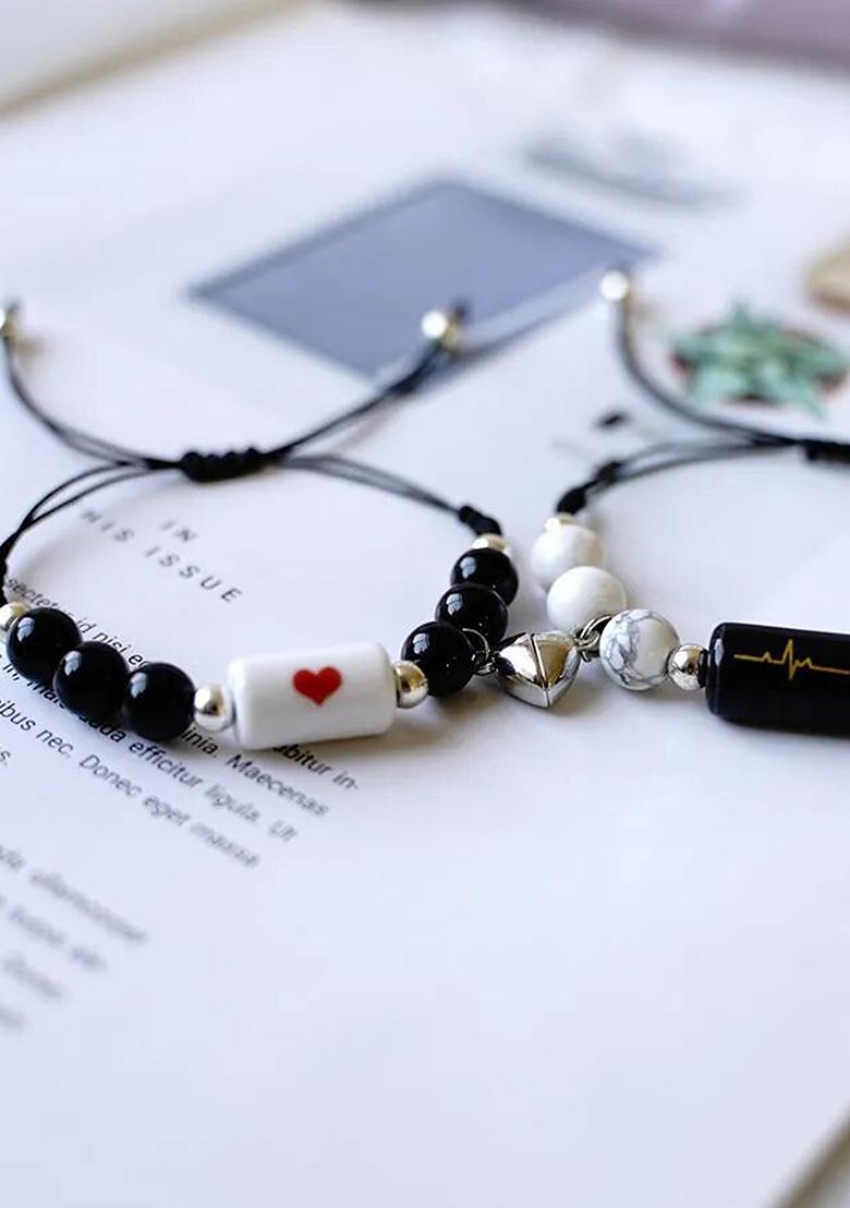 Multi Set Of 2 Heart Beads Bracelet For Valentine
