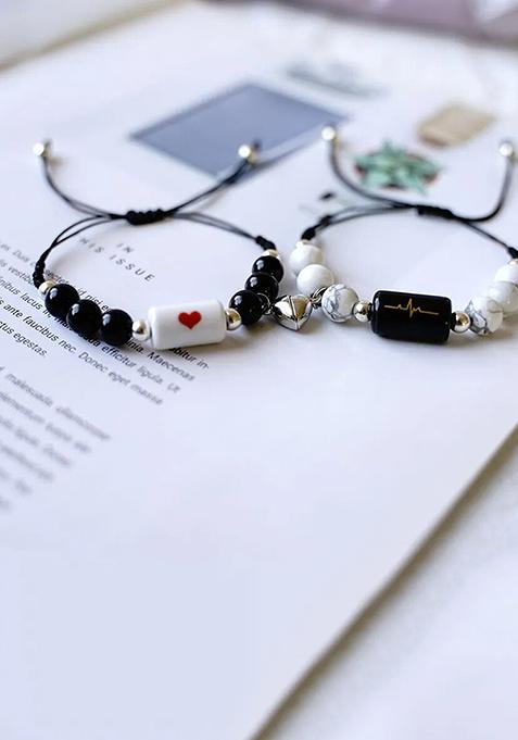 Multi Set Of 2 Heart Beads Bracelet For Valentine