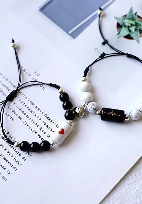 Multi Set Of 2 Heart Beads Bracelet For Valentine