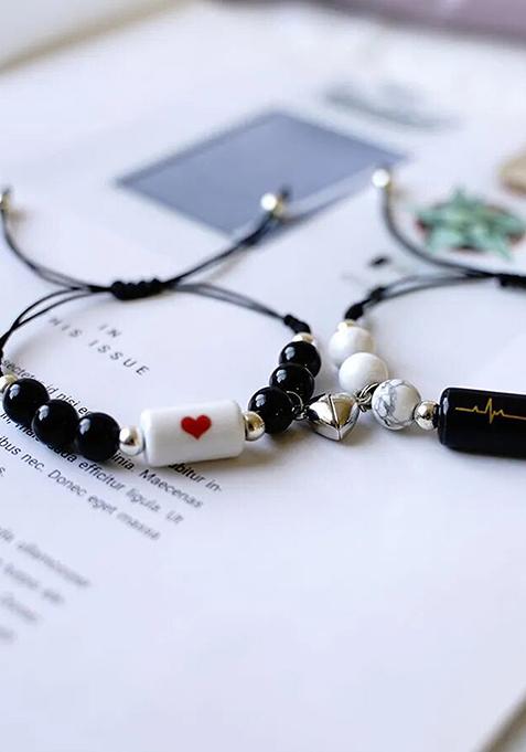 Multi Set Of 2 Heart Beads Bracelet For Valentine