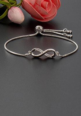 Silver Plated Cz Studded Infinity Adjustable Bracelet