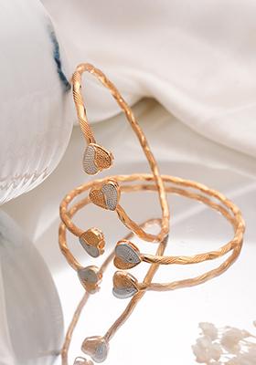 2 Brass Cubic Zirconia Rose Gold Plated Cuff Bracelet