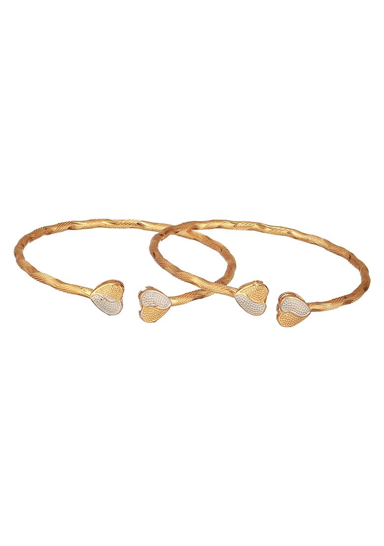 2 Brass Cubic Zirconia Rose Gold Plated Cuff Bracelet