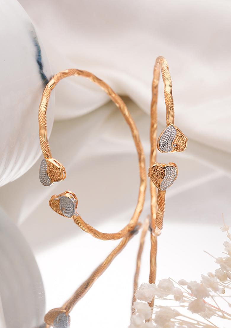 2 Brass Cubic Zirconia Rose Gold Plated Cuff Bracelet