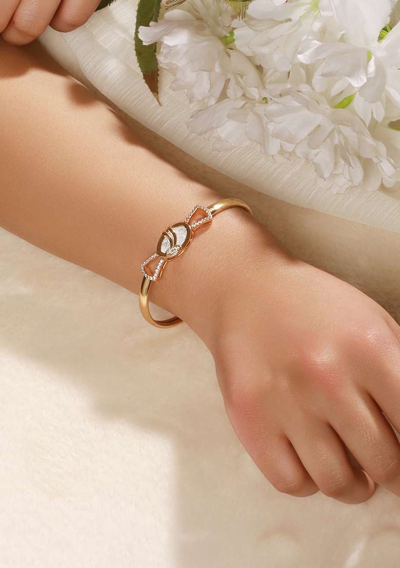 Brass Cubic Zirconia Gold Plated Bracelet - Indya