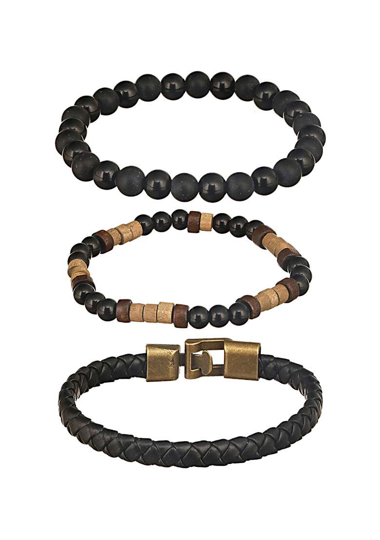 Black Men 3 Brass Bracelet - Indya