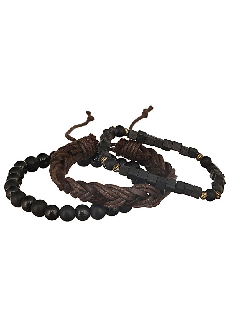 Multi Men Set Of 3 Beaded Elasticated Bracelet