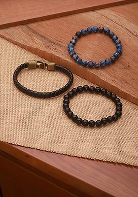 Multi Men Set Of 3 Brass Elasticated Bracelet