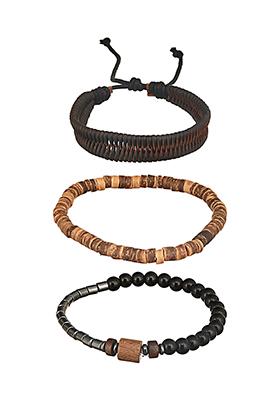 Multi Men Set Of 3 Beaded Elasticated Bracelet