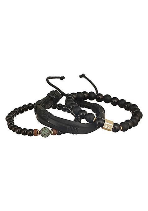 Multi Men Set Of 3 Beaded Elasticated Bracelet