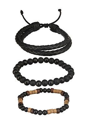 Multi Men Set Of 3 Brass Beaded Wraparound Bracelet