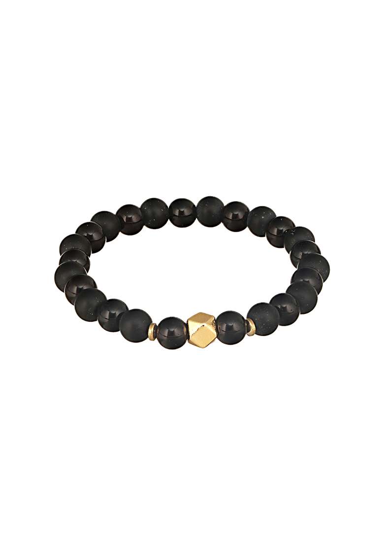 Black Men Set Of 3 Brass Wraparound Bracelet - Indya