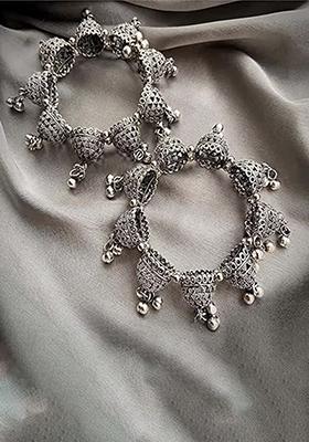 Silver 8 Cap Design Bracelet Pack Of 2 For Women