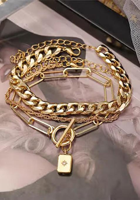 Elegant Golden 3 Layer Bracelet For Women
