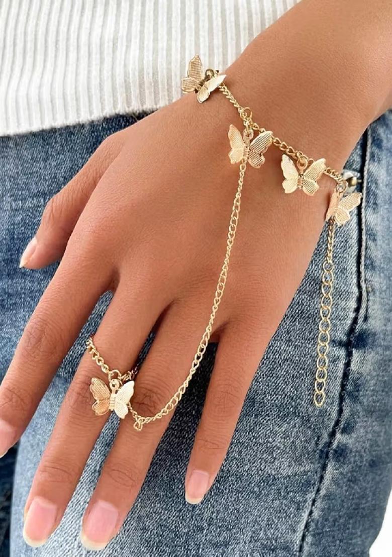 Golden Delicate Butterfly Style Bracelet For Women