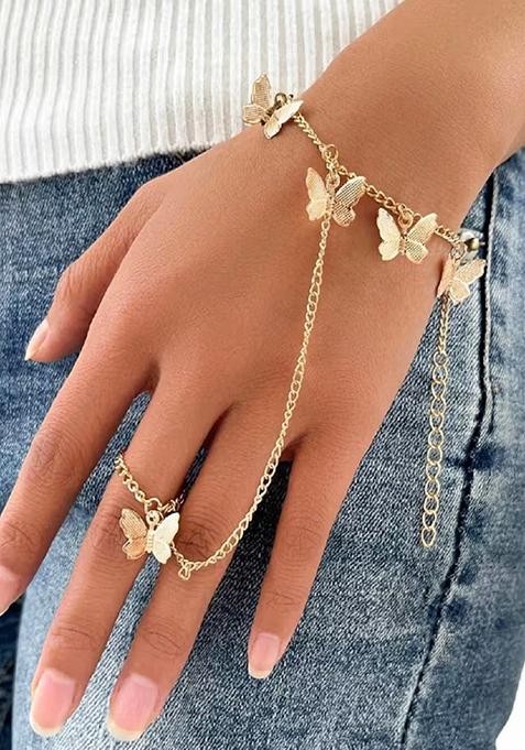 Golden Delicate Butterfly Style Bracelet For Women