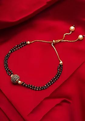 Black Mangalsutra Style Beaded Bracelet Pack Of 1 For Women