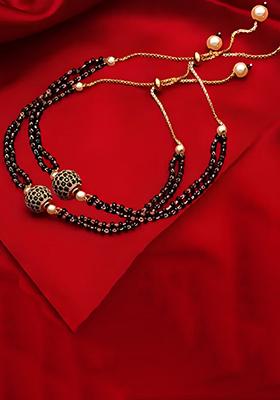 Black Mangalsutra Style Beaded Bracelet Pack Of 2 For Women