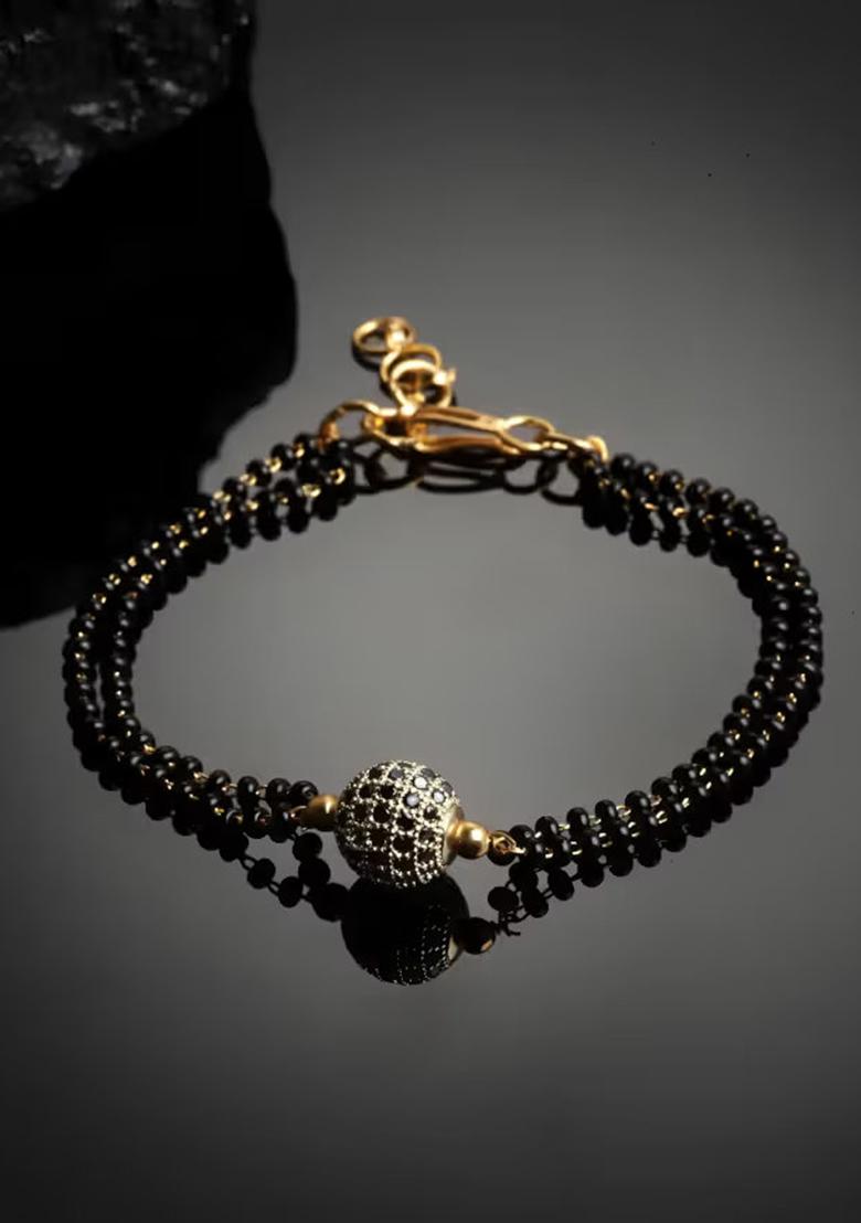 Black Mangalsutra Style Beaded Bracelet Pack Of 2 For Women