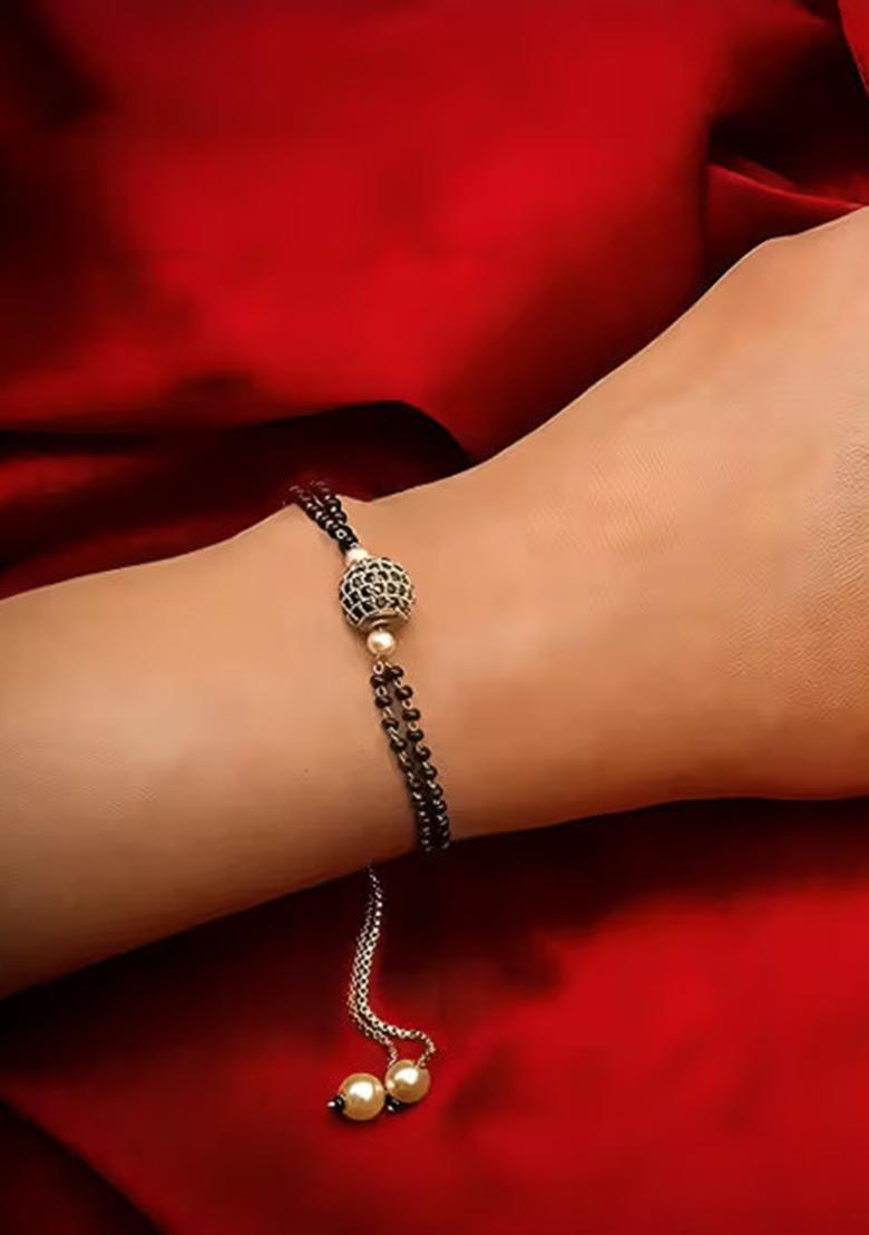Black Mangalsutra Style Beaded Bracelet Pack Of 2 For Women