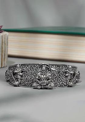 Silver Devotional Hanuman Design Bracelet For Women