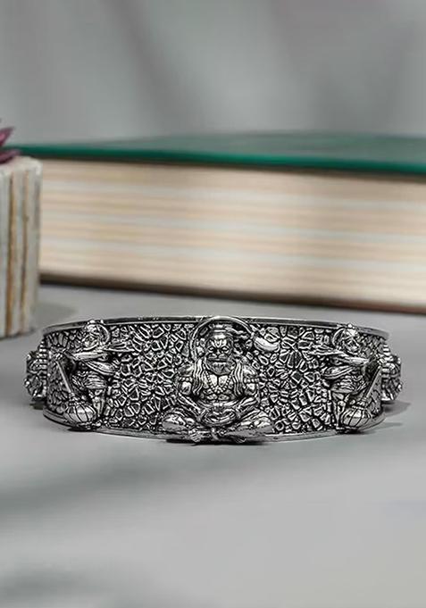 Silver Devotional Hanuman Design Bracelet For Women