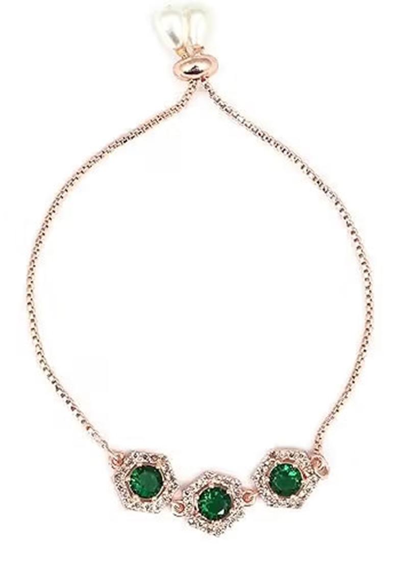 Green Pentagon American Diamond Bracelet For Women