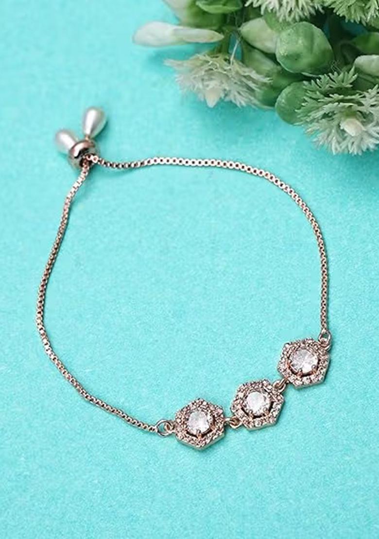 White Pentagon American Diamond Bracelet For Women