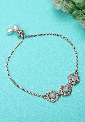 Light Blue Pentagon American Diamond Bracelet For Women