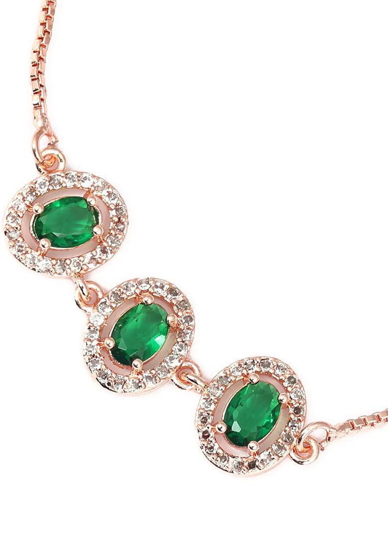 Green Oval American Diamond Bracelet For Women
