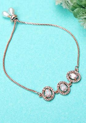 White Oval American Diamond Bracelet For Women