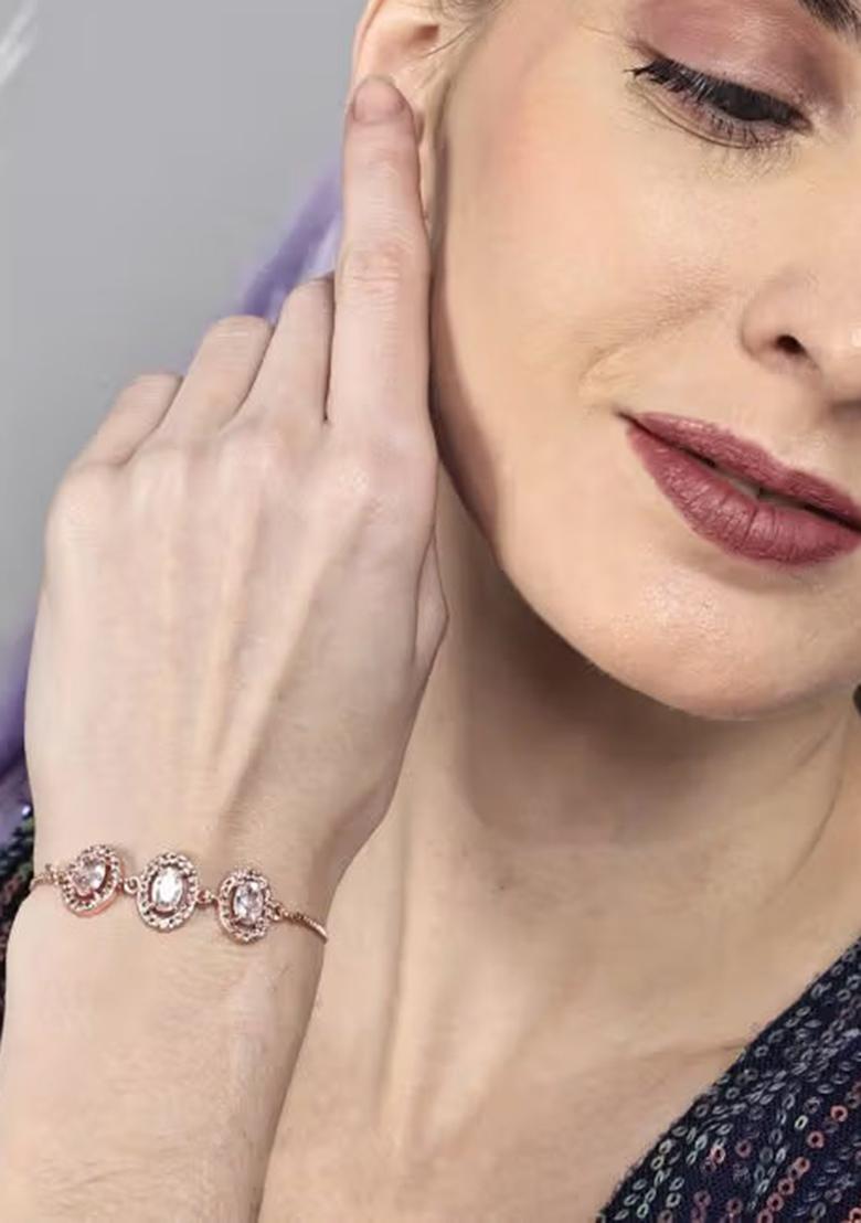 White Oval American Diamond Bracelet For Women