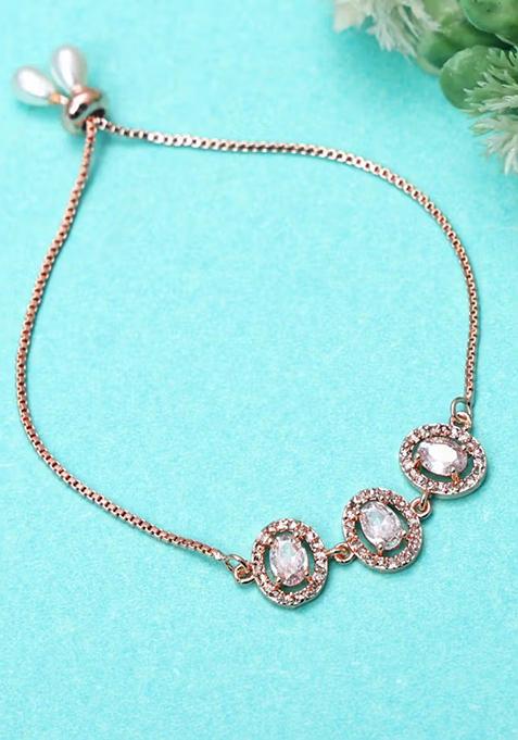 White Oval American Diamond Bracelet For Women