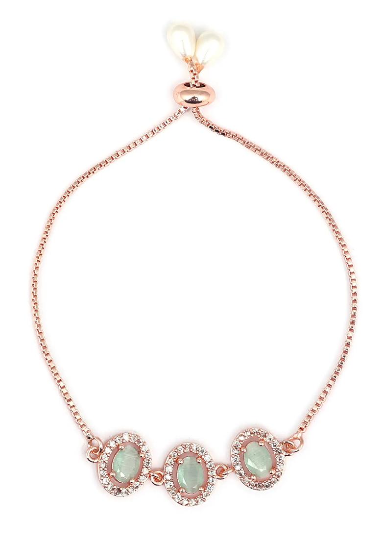 Light Blue Oval American Diamond Bracelet For Women