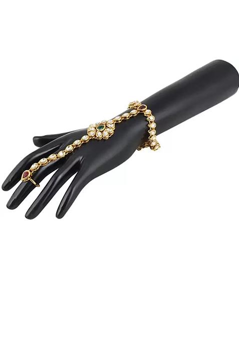 Maroon Green Beaded Traditional Hathphool For Women