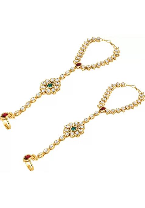 Maroon Green Beaded Traditional Hathphool For Women