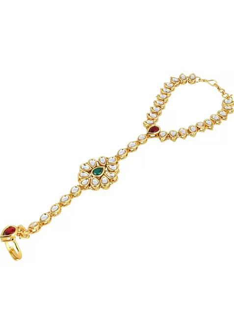 Maroon Green Beaded Traditional Hathphool For Women