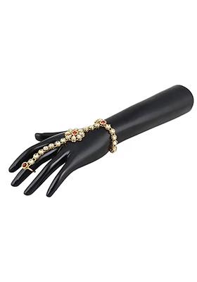 Maroon Beaded Traditional Hathphool Bracelet For Women