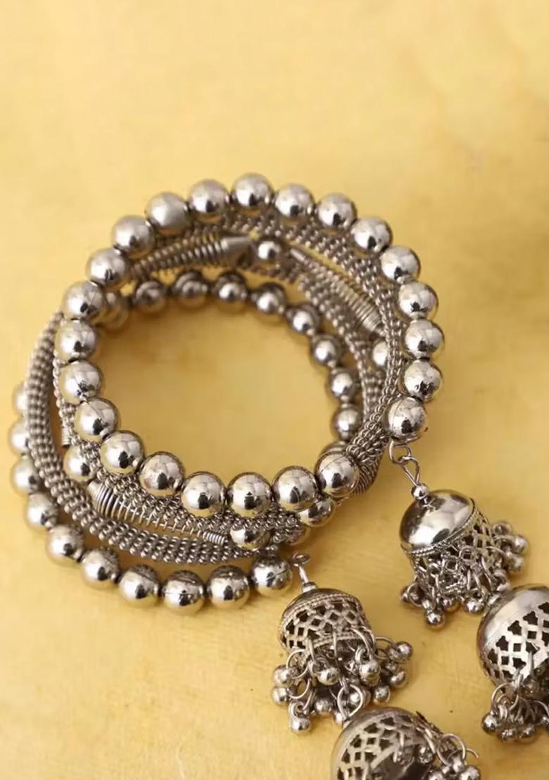 Silver Double Latkan Charm Bracelet For Women
